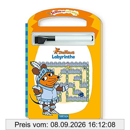 Trötsch Die Maus Schreib und wisch weg Pappenbuch Labyrinthe: Übungsheft Lernheft Vorschule Grundschule