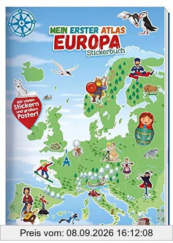 Trötsch Stickerbuch Mein 1. Atlas Europa: 24 Seiten mit 4 Stickerseiten und Poster