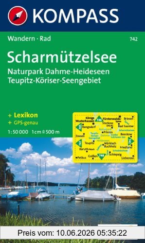 Kompass Scharmützelsee, Naturpark Dahme, Heideseen Teupitz, Köriser Seengebiet, 1, 50.000. Wander- Und Bikekarte. Gps-genau
