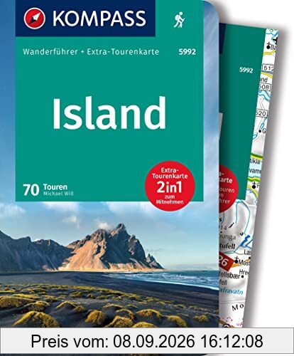 KOMPASS Wanderführer 5992 Island, 70 Touren: Wanderführer mit Extra-Tourenkarten und Höhenprofilen, GPX-Daten zum Download