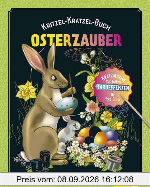Osterzauber: Kratzmotive mit tollen Farbeffekten. Mit Holz-Stick