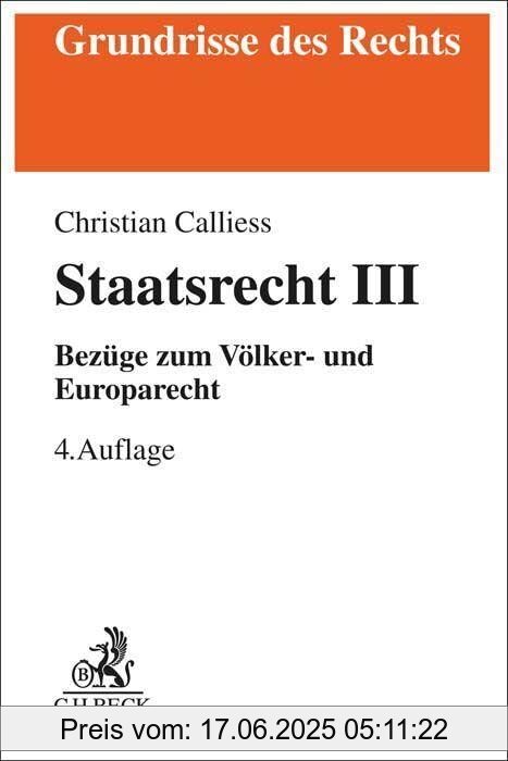 Binding : Taschenbuch, Edition : 4., neu bearbeitete, Label : C.H.Beck, Publisher : C.H.Beck, medium : Taschenbuch, numberOfPages : 492, publicationDate : 2022-10-04, authors : Christian Calliess, ISBN : 3406795676