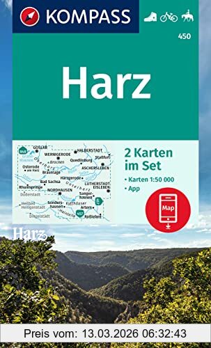 unbekannt Kompass Wanderkarten-Set 450 Harz (2 Karten) 1, 50.000, Inklusive Karte Zur Offline Verwendung In Der Kompass-App. Fahrradfahren. Reiten