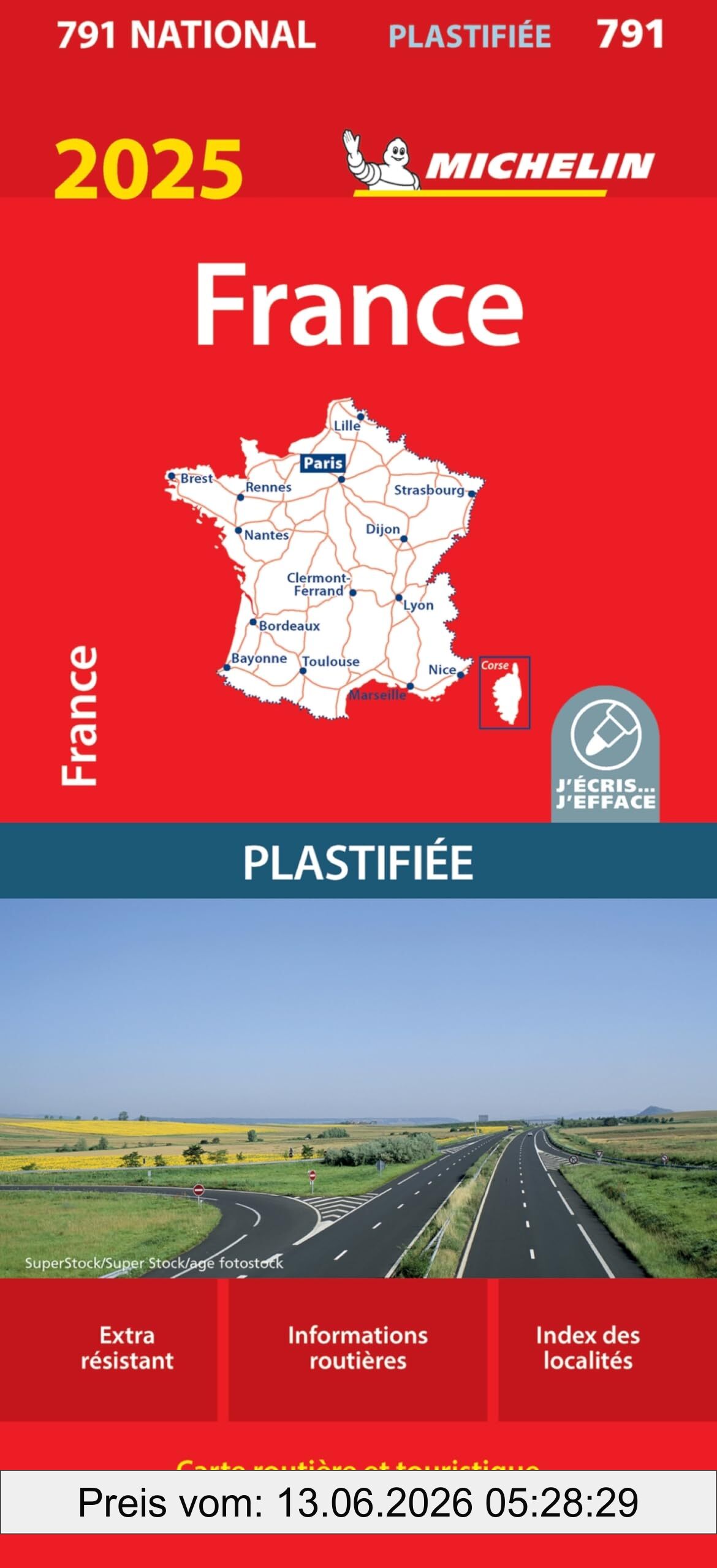 unbekannt Michelin Frankreich 2025 (plastifiziert), Wegenkaart Geplastificeerd 1 , 1.000.000 (Nationale Kaarten Michelin)
