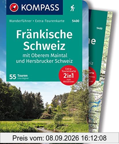 KOMPASS Wanderführer 5400 Fränkische Schweiz mit Oberem Maintal und Hersbrucker Schweiz, 55 Touren: mit Extra-Tourenkarte Maßstab, GPX-Daten zum Download