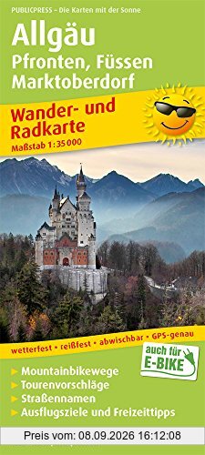 Allgäu, Pfronten, Füssen, Marktoberdorf: Wander- und Radkarte mit Ausflugszielen & Freizeittipps, wetterfest, reißfest, abwischbar, GPS-genau. 1:35000 (Wander- und Radkarte / WuRK)