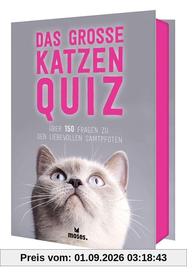 moses. Das große Katzen Quiz, Über 150 Fragen zu den liebevollen Samtpfoten – 100 Karten in einer Geschenkbox für Katzenfans, Katzenquiz mit Wissen zu Rassen, Verhalten & Geschichte