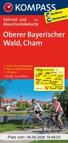Oberer Bayerischer Wald - Cham: Fahrrad- und Mountainbikekarte. GPS-genau. 1:70000