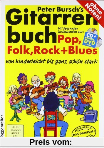 Gitarrenbuch, m. CD-Audio, Bd.1, Mit bekannten Liedbeispielen aus Pop, Folk, Rock & Blues von kinderleicht bis ganz schö