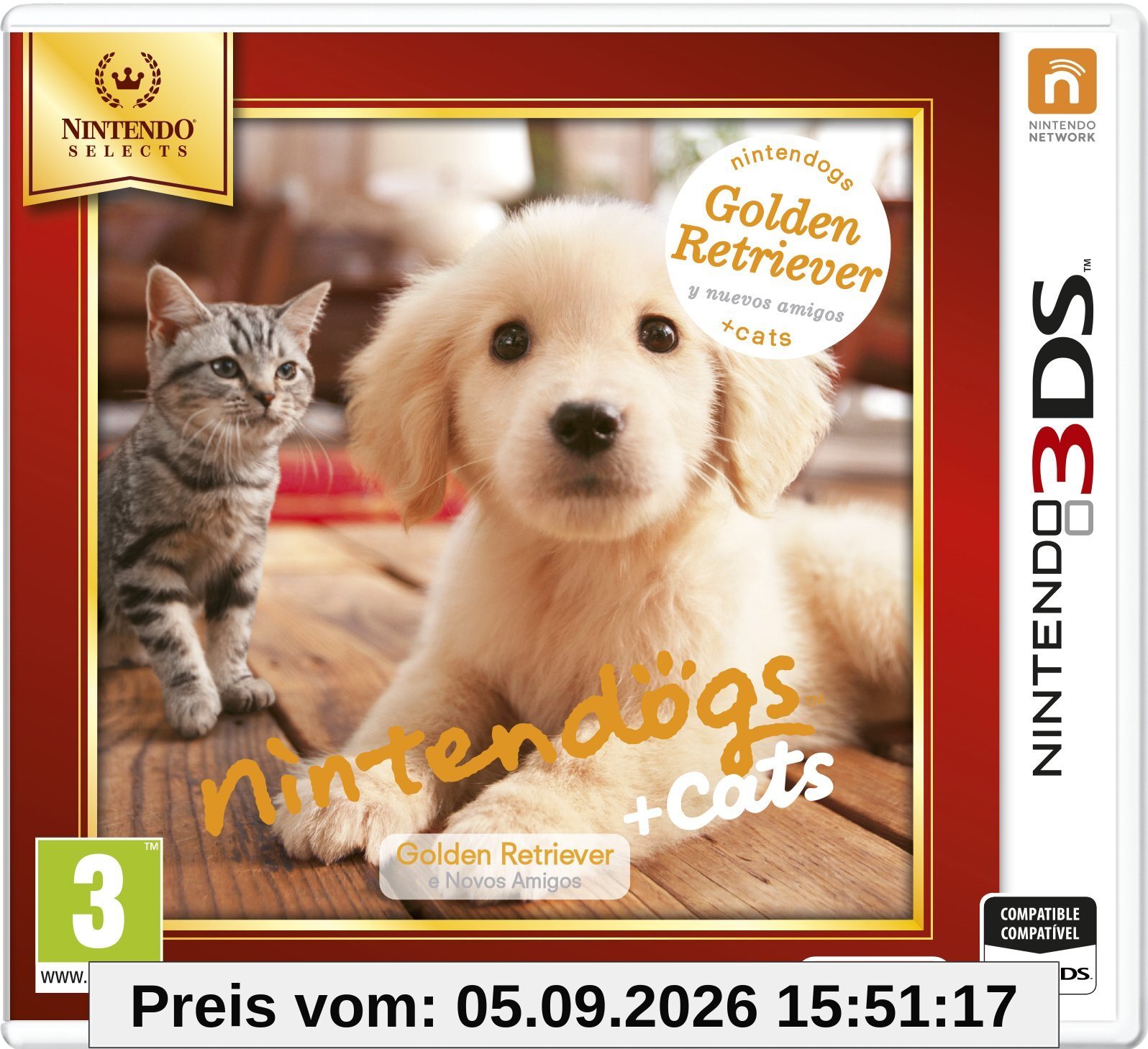 Nintendo Nintendogs + Cats Golden Retriever Select 3DS