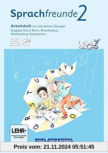 Sprachfreunde - Ausgabe Nord - Neubearbeitung 2015: 2. Schuljahr - Arbeitsheft mit interaktiven Übungen: Mit CD-ROM