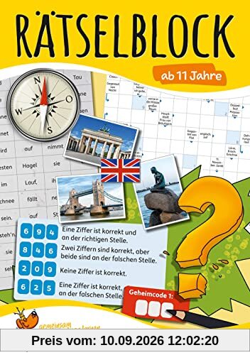 Rätselblock ab 11 Jahre: Bunter Rätselspaß für Kinder - Logicals, Kreuzworträtsel, Sudoku, Konzentrationstraining und logisches Denken fördern (Rätselbücher, Band 641)
