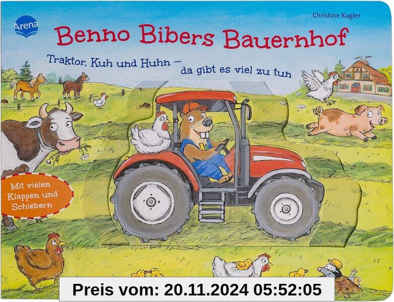 Benno Bibers Bauernhof. Traktor, Kuh und Huhn – da gibt es viel zu tun: Pappbilderbuch mit Klappen und Schiebern ab 2 Ja