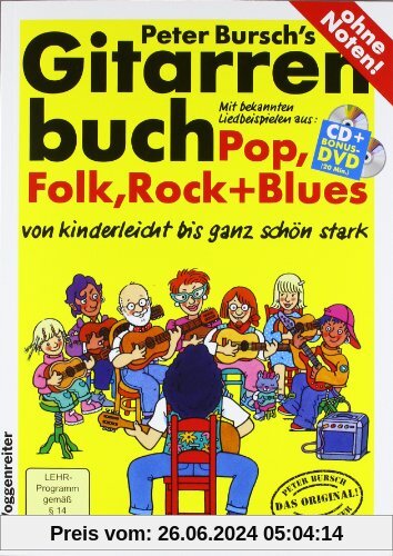 Gitarrenbuch, m. CD-Audio, Bd.1, Mit bekannten Liedbeispielen aus Pop, Folk, Rock & Blues von kinderleicht bis ganz schö