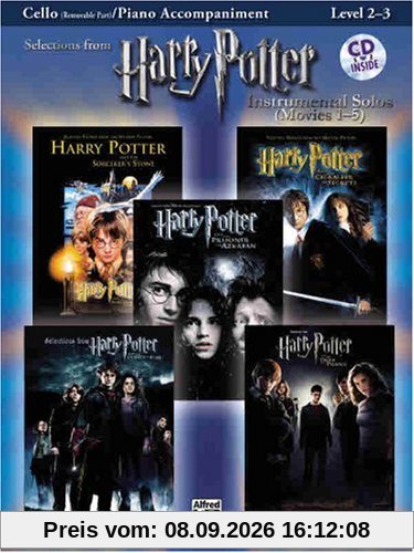 Selections from Harry Potter Movies 1-5, w. Audio-CD, for Cello and Piano Accompaniment (Harry Potter Instrumental Solos (Movies 1-5): Level 2-3)