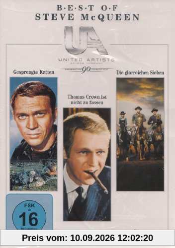 Steve McQueen Box : Gesprengte Ketten - Thomas Crown ist nicht zu fassen - Die glorreichen Sieben - 3 DVD Box