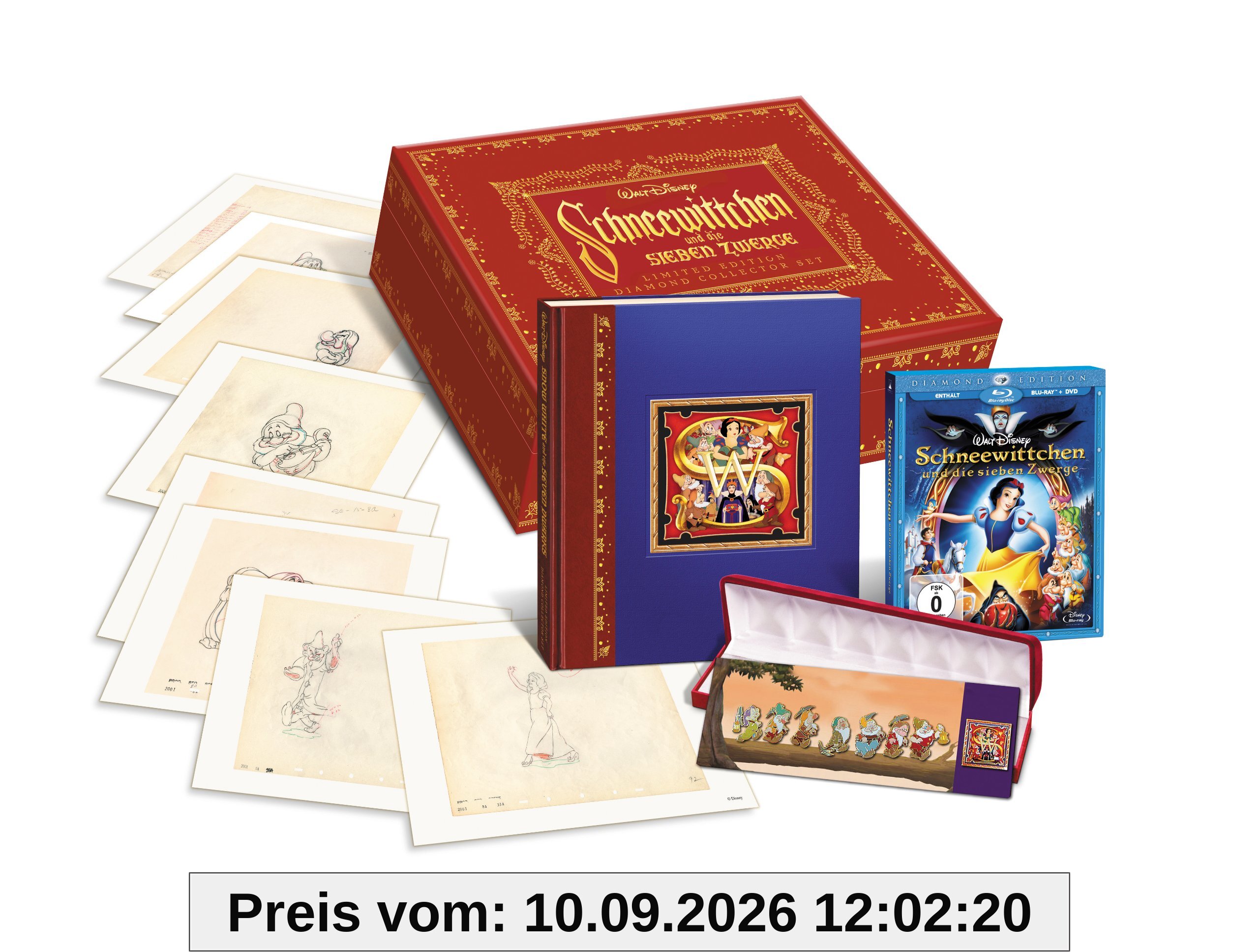 Schneewittchen & die 7 Zwerge (2 Blu-ray Discs (Film & Extras) + 1 DVD, 8 Pins, 1 Buch, Kunstdrucke)