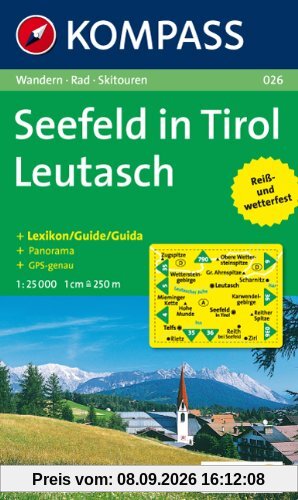 Seefeld in Tirol, Leutasch: Wandern / Rad / Langlauf. Mit Panorama. GPS-genau. 1:25.000