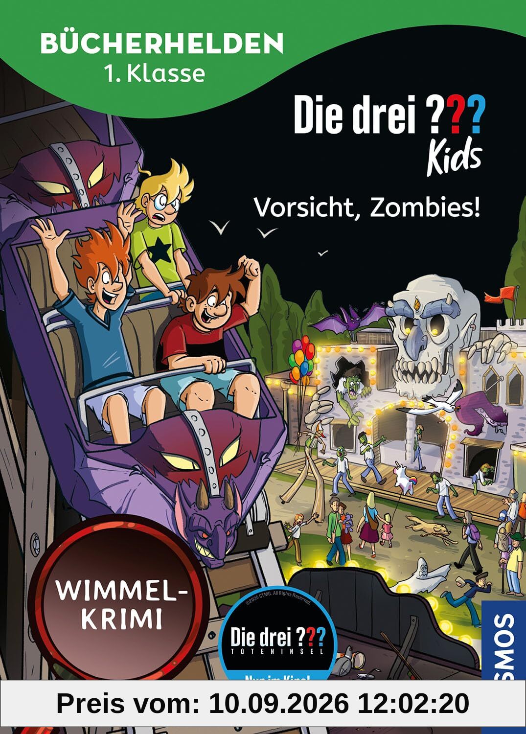 Die drei ??? Kids, Bücherhelden 1. Klasse, Vorsicht, Zombies!: Wimmel-Krimi - Leicht lesen lernen ab 6 Jahren - mit tollen Wimmelseiten - ermittle gemeinsam mit Justus, Peter und Bob und löse den Fall