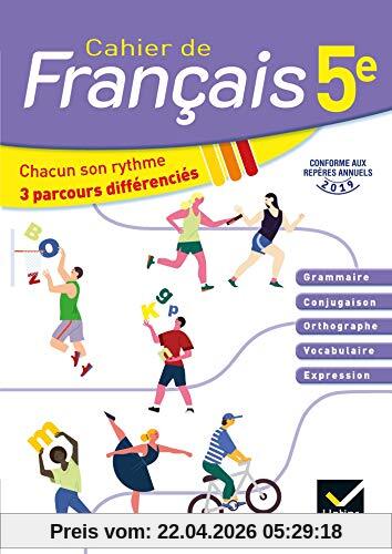 Cahier de français 5e : chacun son rythme, 3 parcours différenciés