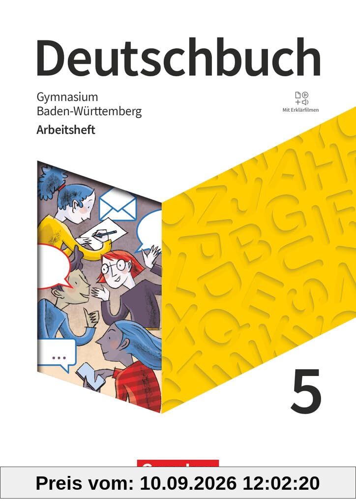 Deutschbuch Gymnasium - Baden-Württemberg - Ausgabe 2025 - 5. Schuljahr: Arbeitsheft mit Lösungen und Erklärfilmen