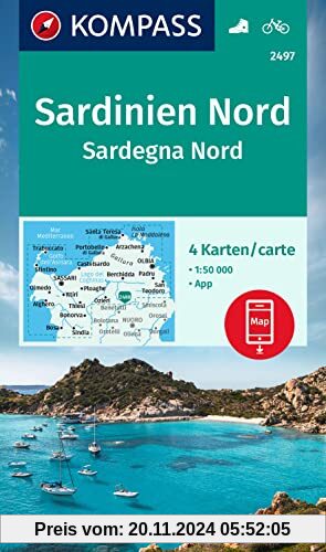 KOMPASS Wanderkarten-Set 2497 Sardinien Nord / Sardegna Nord (4 Karten) 1:50.000: inklusive Karte zur offline Verwendung