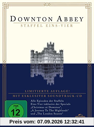Downton Abbey - Season 1-4 (Digipack, 16 Discs inkl. exklusiver Soundtrack-CD) [Limited Edition]