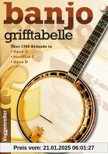 Grifftabelle für Banjo: Über 1300 Akkorde in Open G, Standard C, Open D