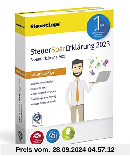 SteuerSparErklärung für Selbstständige 2023, Schritt-für-Schritt Steuersoftware für die Steuererklärung 2022, CD-Version