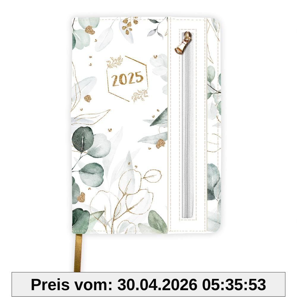 Trötsch Wochenplaner A5 mit Tasche Flowers white 2025: Wochenterminer