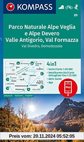 KOMPASS Wanderkarte 89 Parco Naturale Alpe Veglia e Alpe Devero, Valle Antigorio, Val Formazza, Val Divedro, Domodossola