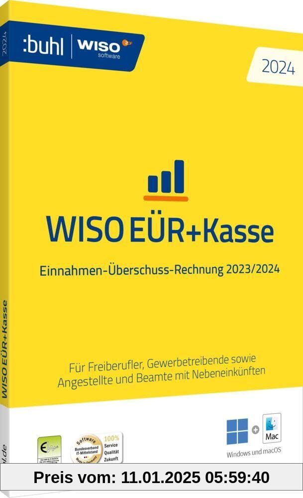 WISO EÜR+Kasse 2024: Einnahmen-Überschuss-Rechnung 2023/2024 für Windows und macOS (WISO Software)