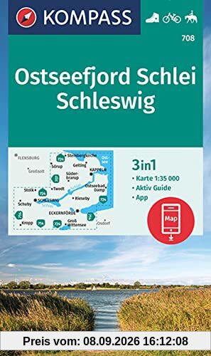 KOMPASS Wanderkarte 708 Ostseefjord Schlei, Schleswig 1:35000: 3in1 Wanderkarte mit Aktiv Guide, inklusive Karte zur offline Verwendung in der ... Reiten. (KOMPASS-Wanderkarten, Band 708)