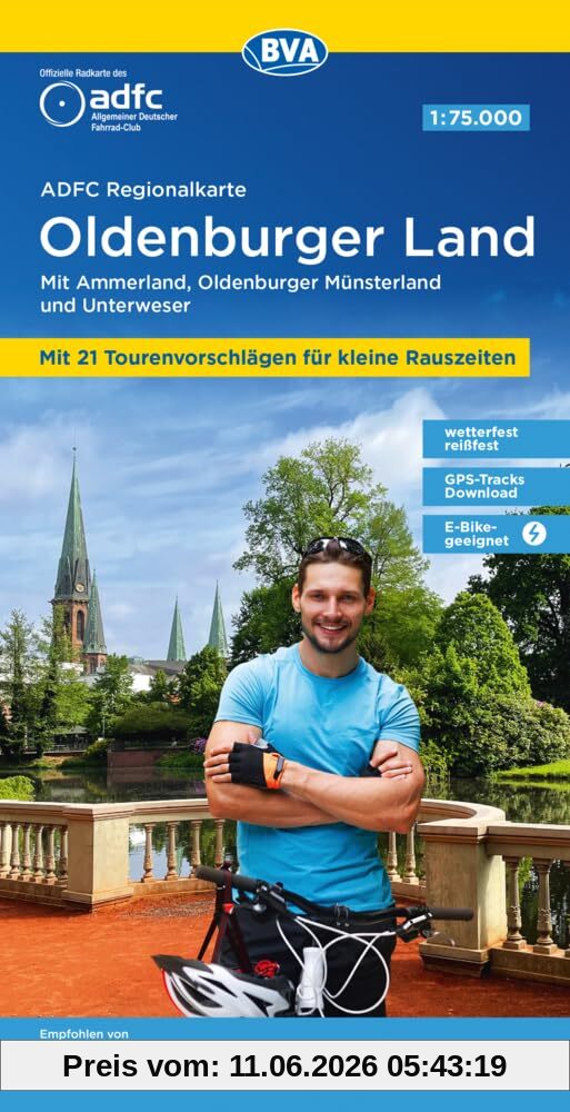 ADFC-Regionalkarte Oldenburger Land, 1:75.000, mit Tagestourenvorschlägen, mit Knotenpunkten, reiß- und wetterfest, E-Bike-geeignet, GPS-Tracks ... und Unterweser (ADFC-Regionalkarte 1:75000)
