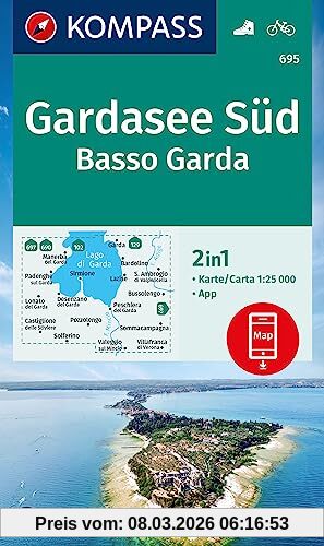unbekannt Kompass Wanderkarte 695 Gardasee Süd, Basso Garda 1, 25.000, 3in1 Wanderkarte Inklusive Karte Zur Offline Verwendung In Der Kompass-App.