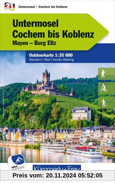 Untermosel Cochem bis Koblenz Nr. 21 Outdoorkarte Deutschland 1:35 000: Mayen, Burg Eltz, free Download mit HKF Outdoor 