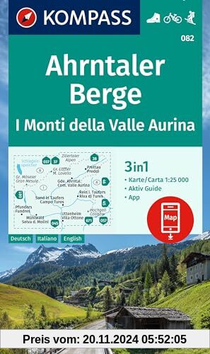 KOMPASS Wanderkarte 082 Ahrntaler Berge / I Monti della Valle Aurina 1:25.000: 3in1 Wanderkarte mit Aktiv Guide inklusiv