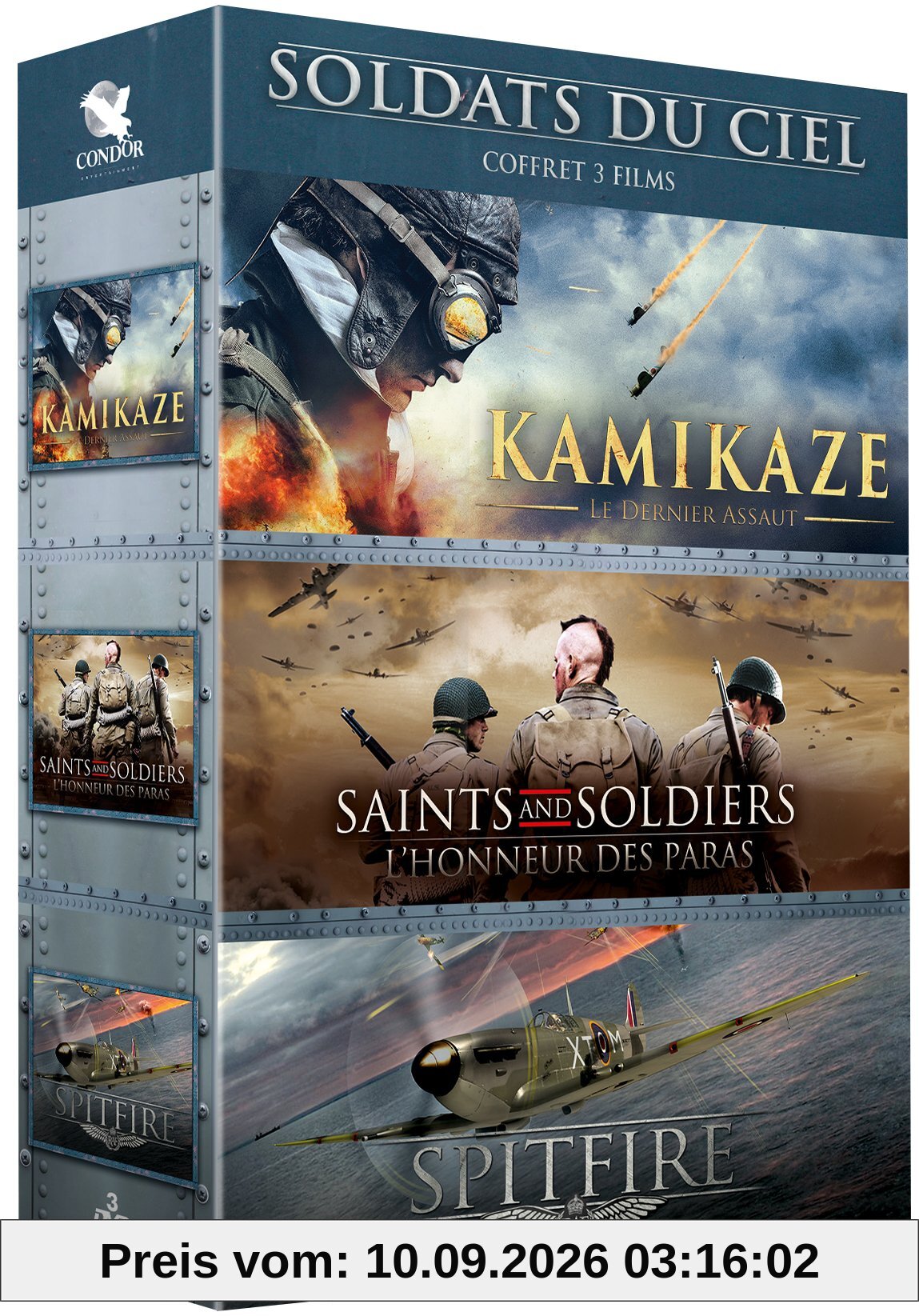 Coffrets soldats du ciel 3 films : kamikaze, le dernier assaut ; spitfire ; saints and soldiers 2, l'honneur des paras [FR Import]