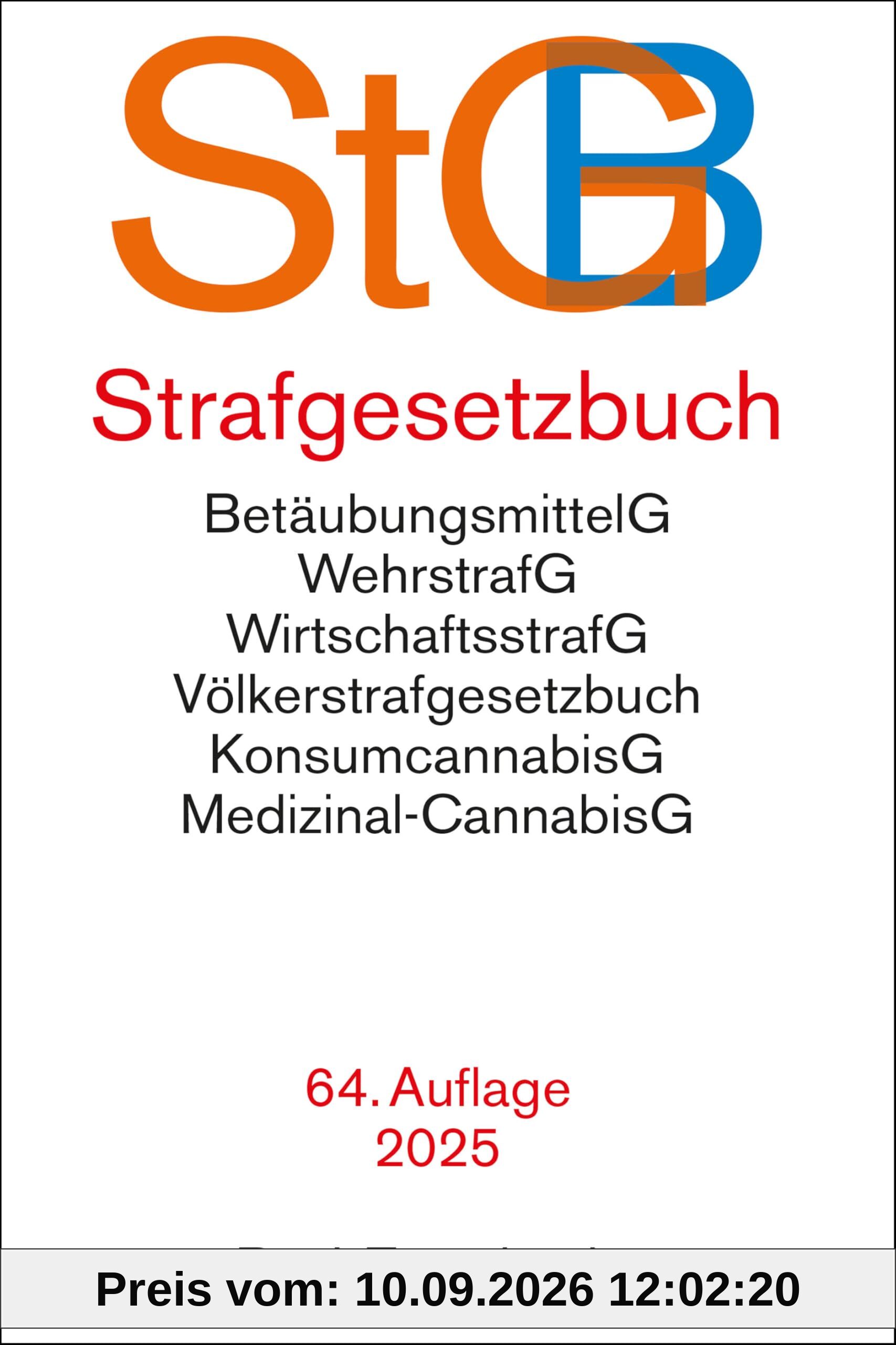 Strafgesetzbuch: mit Einführungsgesetz, Völkerstrafgesetzbuch, Subventionsgesetz, Wehrstrafgesetz, Wirtschaftsstrafgesetz, Betäubungsmittelgesetz, ... dem Jugendgerichtsgesetz, (Beck-Texte im dtv)