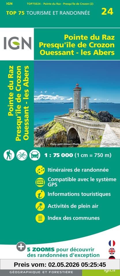 Pointe Raz Presqu'Ile de Crozon 1:75 000