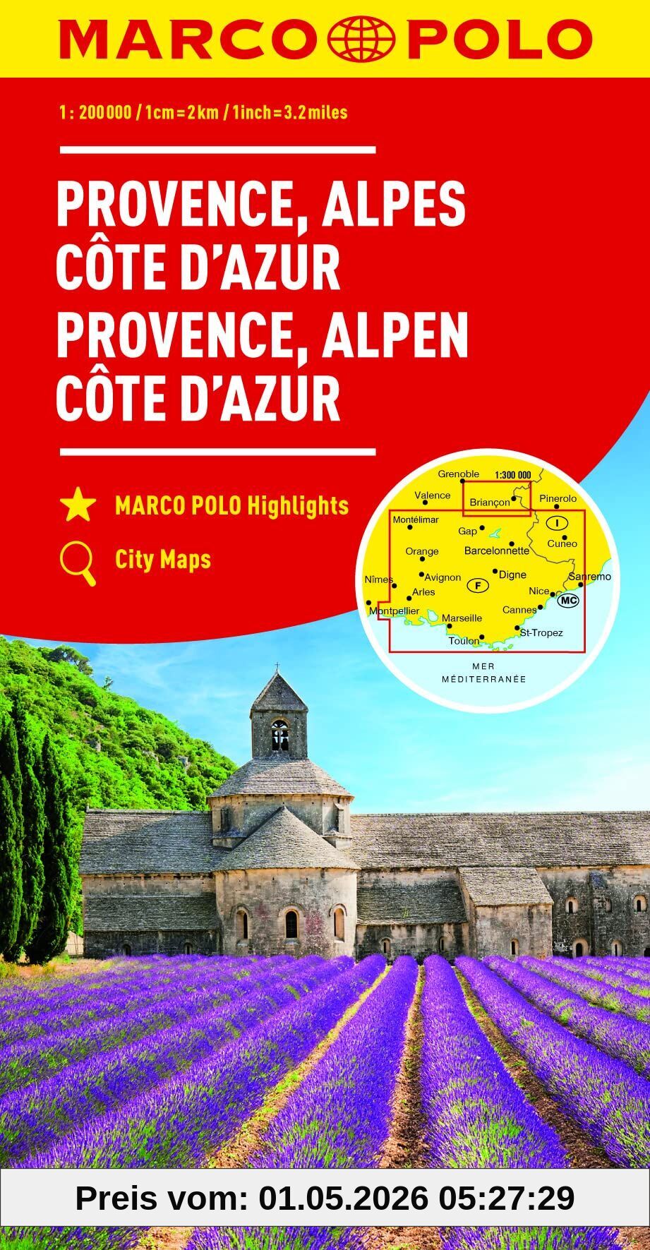 MARCO POLO Karte Frankreich Provence, Côte d'Azur, Rhône-Alpes 1:300 000