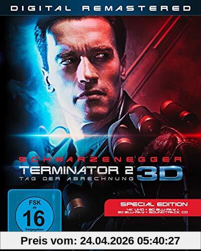 Terminator 2 - Exklusiv Limited 4K UHD + 3D Blu-ray + 2D + Soundtrack CD - Digital Remastered im Schuber mit Kino, Special & Extended Version - Blu-ray