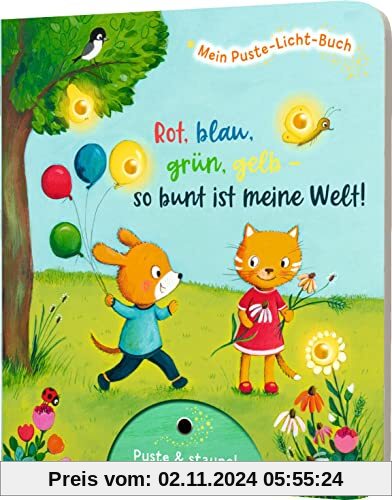 Mein Puste-Licht-Buch: Rot, blau, grün, gelb - so bunt ist meine Welt!: Mit Puste-Licht & LED-Lämpchen