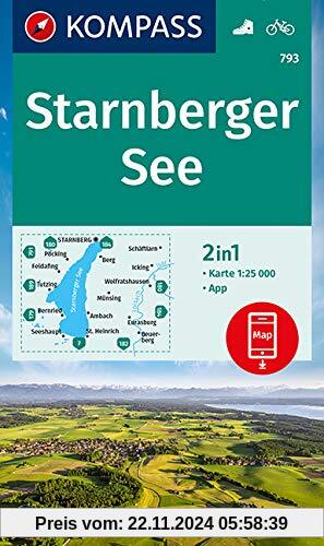 KOMPASS Wanderkarte Starnberger See: Wander- und Radkarte mit Aktiv Guide. GPS-genau. 1:25000 (KOMPASS-Wanderkarten, Ban