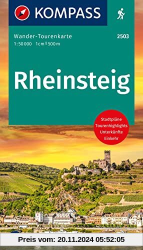 KOMPASS Wander-Tourenkarte Rheinsteig 1:50.000: Leporello Karte, reiß- und wetterfest