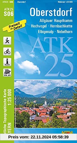 ATK25-S06 Oberstdorf (Amtliche Topographische Karte 1:25000): Allgäuer Hauptkamm, Hochvogel, Hornbachkette, Elbigenalp, 