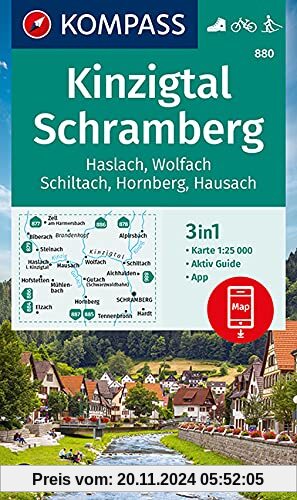 KOMPASS Wanderkarte Kinzigtal Schramberg, Haslach, Wolfach, Schiltach, Hornberg: 3in1 Wanderkarte 1:25000 mit Aktiv Guid