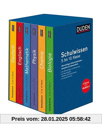 Duden Schulwissen 5. bis 10. Klasse 5 Bände: Alle wichtigen Unterrichtsinhalte – kompakt und übersichtlich (Basiswissen 