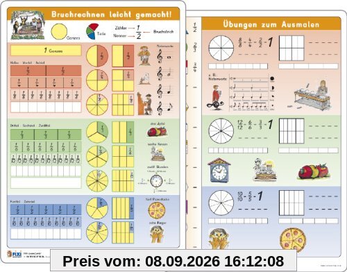 Lernkarte Bruchrechnen. Schreibunterlage