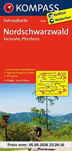 Nordschwarzwald - Karlsruhe - Pforzheim: Fahrradkarte. GPS-genau. 1:70000 (KOMPASS-Fahrradkarten Deutschland)